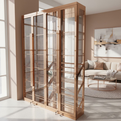 Eleganter Weinschrank aus Edelstahl in Gold mit Dual-Zone-Kühlung