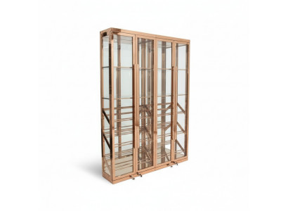 Eleganter Weinschrank aus Edelstahl in Gold mit Dual-Zone-Kühlung