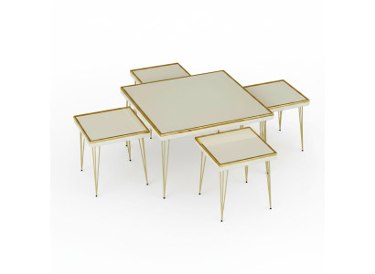 Couchtisch Set 5-teilig Wohnzimmer Beistelltisch modern Holz
