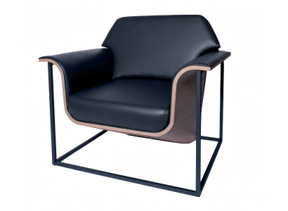 Schwarzer Sessel mit Holzrahmen modernes und komfortables Design