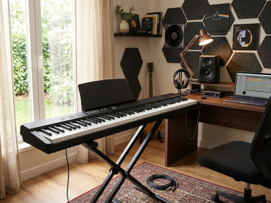 Přenosné elektronické piano s 88 klávesami: Bluetooth, připojení k aplikaci a mikrofonní vstup