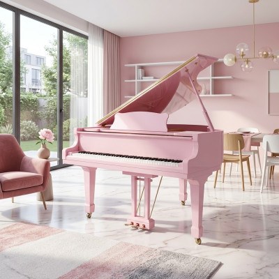 Lesklé růžové digitální piano