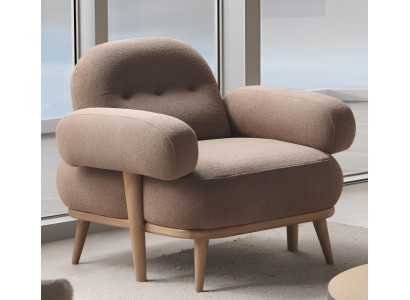 Lounge-Sessel Moderner Stil Braune Farbe Weicher Sessel  Holzrahmen