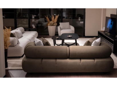 Stilvolles Sofa-Set  Weißer Sessel Weiche Polsterung Sofa 2x Neu
