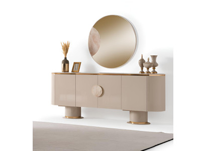 Elegantes Sideboard Set mit rundem Spiegel in modernem Design