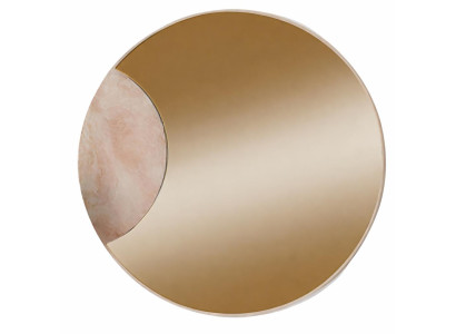 Runder Wandspiegel mit goldenen Akzenten und minimalistischer Form
