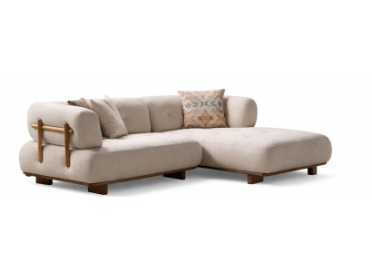 Sofa-Wohnzimmer moderner Stil Eckform L beige großer bequemer Sessel