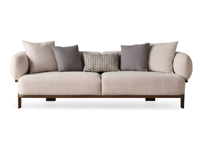 Einfarbiges Muster 3-Sitzer-Sofa Beige Modern Minimalistisches Design