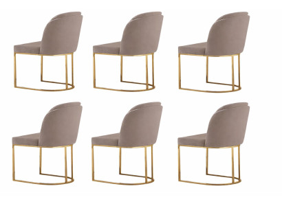 Set aus 6 eleganten Stühlen mit weichem Stoffbezug und goldrahmen