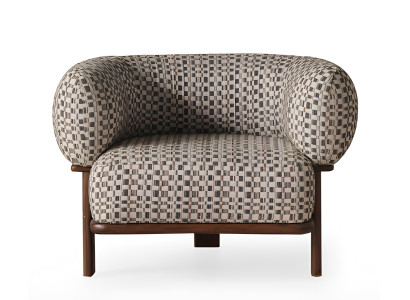 Bequemer Sessel Beige Modernes Design Geometrisches Muster Lounge-Sessel