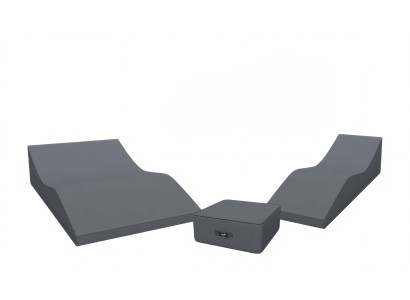 Grauer Liegestuhl-Set Exklusiver 2-Sitzer Komkapter Couchtisch 3tlg