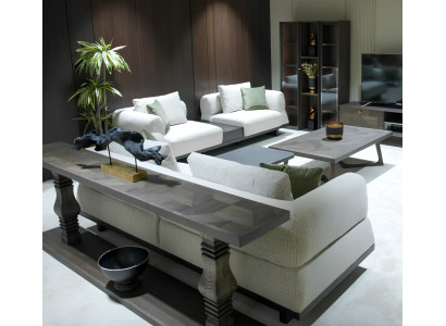 Wohnzimmer-Set 4+3 Sitzer Farbe Weiß Modernes Design Einfarbiges Muster