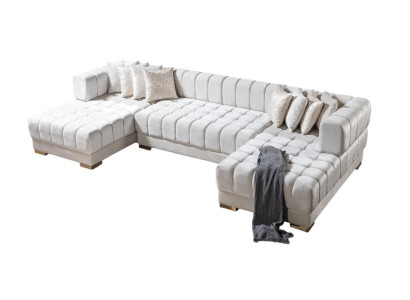 Modernes großes Ecksofa in Beige in U-Form Sofa für das Wohnzimmer