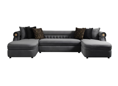 Graues modernes Ecksofa in U-Form großes Sofa  Polstermöbel für zu Hause