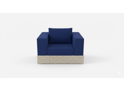Bequemer Sessel Blaue Farbe Holzrahmen Elegantes Design Wasserdicht
