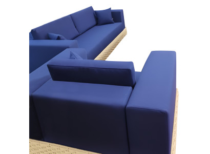 Blaue Wohnzimmer Couchgarnitur Designer 2-Sitzer Loungesessel 2tlg