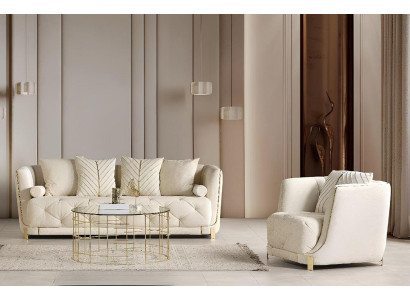 Modernes beiges Sofaset 3+1-Sitzer stilvolles 3-Sitzer-Sofa Sessel
