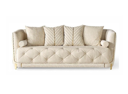 Luxuriöser beiger 3-Sitzer-Sofa Stoffsofa Polstermöbel für zu Hause