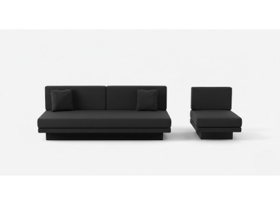 Schönes Sofa-Set 3+1 Schwarz Minimalistischer Stil Modernes Design