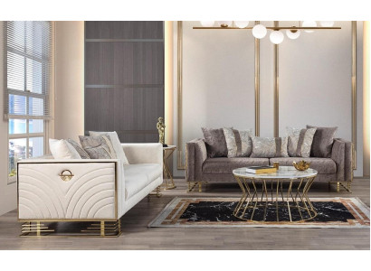 Modernes Set für das Wohnzimmer 3+3-Sitzer-Sofas Stoffsofa Polstermöbel