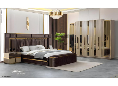 Stilvolles Schlafzimmer-Set mit Bett 2 Nachttischen und Kleiderschrank