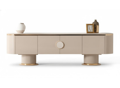Elegantes minimalistisches Lowboard mit goldenen Details und Stil