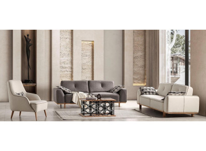 Modernes großes Wohnzimmer-Set 3+3+1-Sitzer Stoffsofa weicher Sessel