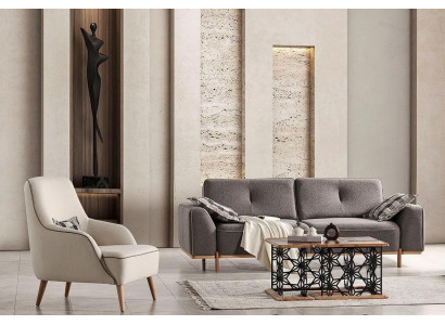 Modernes Wohnzimmer-Set 3+1-Sitzer stilvolles Sofa weicher Sessel