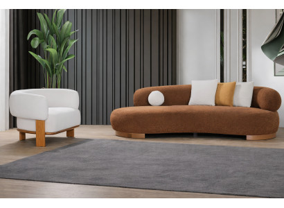 Elegantes Wohnzimmer-Set 3+1 Sitzer Farbe Weiß Braun Modernes Design