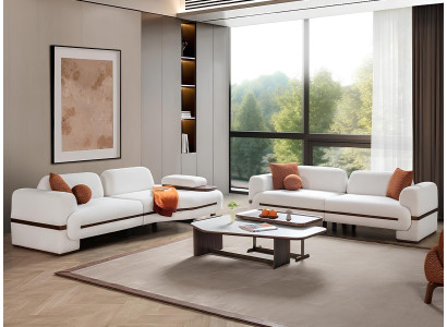 Weißes Design-Set für das Wohnzimmer 4+3-Sitzer Modernes Sofa Polstermöbel