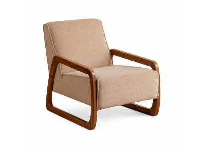 Sessel Dunkelbeige Moderner Stil Holzrahmen Weicher Sessel Holzbeine