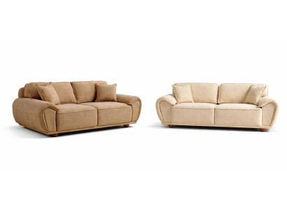 Sofa-Set 3-Sitzer-Sofa Moderner Stil Beige Farbe Holzrahmen Holzbeine