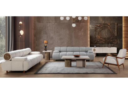 Modernes Wohnzimmer-Set 3+3+1-Sitzer  Dreisitzer-Sofa Beiger Sessel