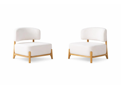 Sessel-Set Modern Stil Weiß Holzbeine Weicher Sessel Holzrahmen Neu