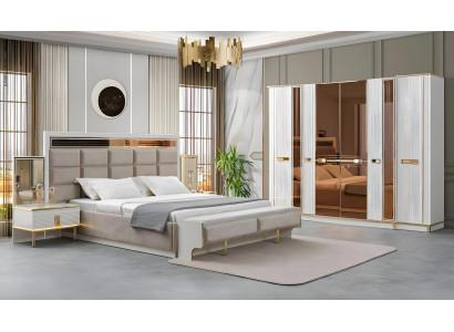 Schlafzimmer Set Modern Beige mit Goldakzenten