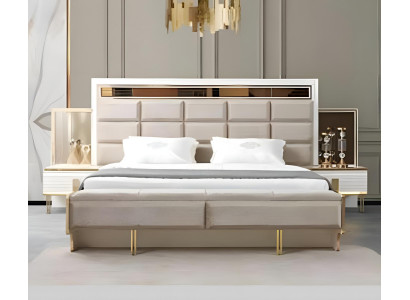 Modernes Schlafzimmer-Set mit Bett und 2 Nachttischen im edlen Design