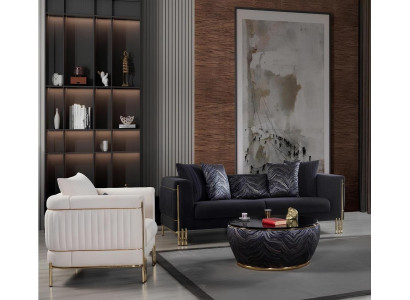 Stilvolles Wohnzimmer-Set 3+1 Weiches Sofa Bequemer Sessel Wohnzimmermöbel