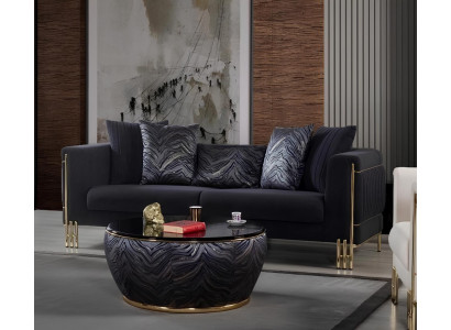 Luxuriöser schwarzer 3-Sitzer-Sofa  Stoffsofa Polstermöbel für das Wohnzimmer