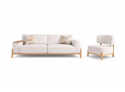 Wohnzimmer-Set 3-Sitzer-Sofa Weiß Moderner Stil Weiche Armlehnen Neu