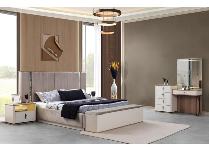 Stilvolles Schlafzimmer Set mit Bett 2x Nachttischen und Schminktisch
