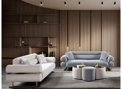Modernes Wohnzimmer-Set 3+3-Sitzer Weiches Sofa Polstermöbel 3 Teile