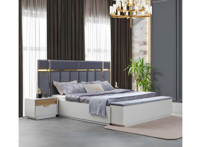 Vollständiges Schlafzimmer-Set mit Bett 2x Nachttischen und Stauraum