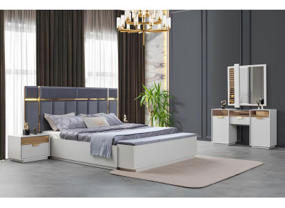 Komplettes Schlafzimmer-Set mit Bett 2x Nachttischen und Schminktisch
