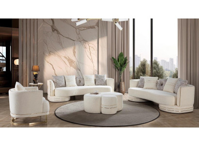 Luxuriöses großes Wohnzimmer-Set 4+3+1-Sitzer Couchtisch Polstermöbel 4 Teile