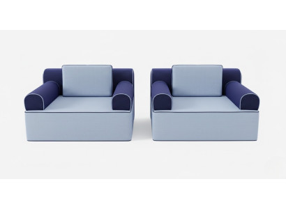 Modernes Sofa-Set Aluminiumrahmen Minimalistischer Stil Blaue Farbe