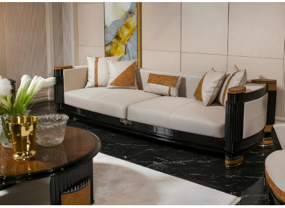 Luxuriöses Weißes Polstersofa Designer 3-Sitzer Wohnzimmer Couch