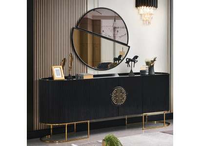 Modernes Sideboard Set mit Spiegel und goldenen Akzenten Design