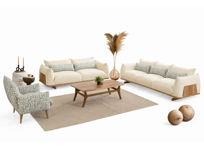 Wohnzimmer-Set 3-Sitzer-Sofa 2-Sitzer-Sofa Sessel Weiche Armlehne Neu