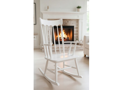 Schaukelsessel Weiß Modern Holz Ergonomische Sitzfläche