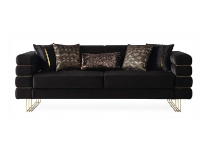 Schwarzer moderner 3-Sitzer-Sofa Stoff Designer-Sofa hochwertige Sofas